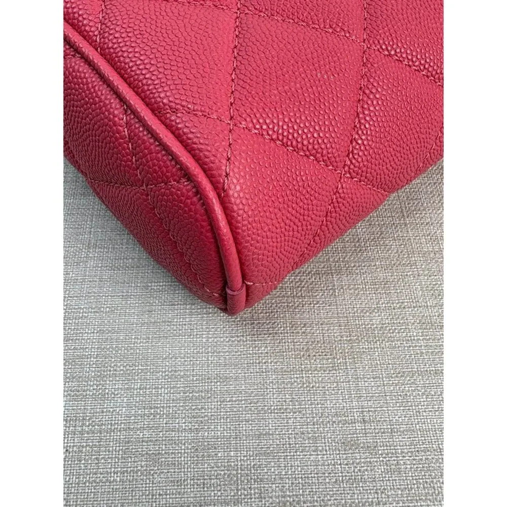 CHANEL Pink Red Caviar Camera Case Bag GHW